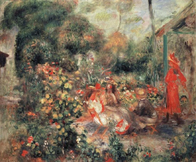 Pierre Renoir Young Girls in a  Garden in Montmartre Norge oil painting art